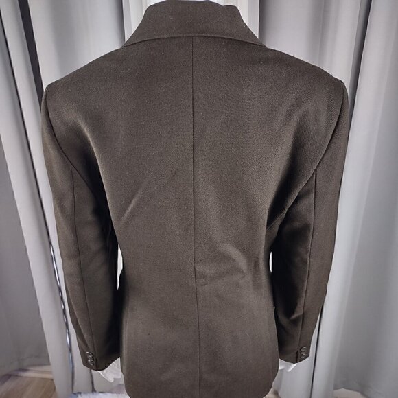 United Colors Of Benetton 100% Wool Brown Three Button Two Pocket Blazer Size 2 - Picture 4 of 14